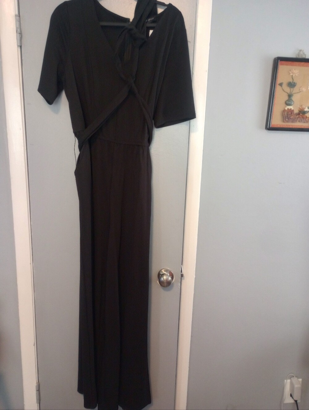 Lane Bryant Black V-Neck Jumpsuit with Tie Waist